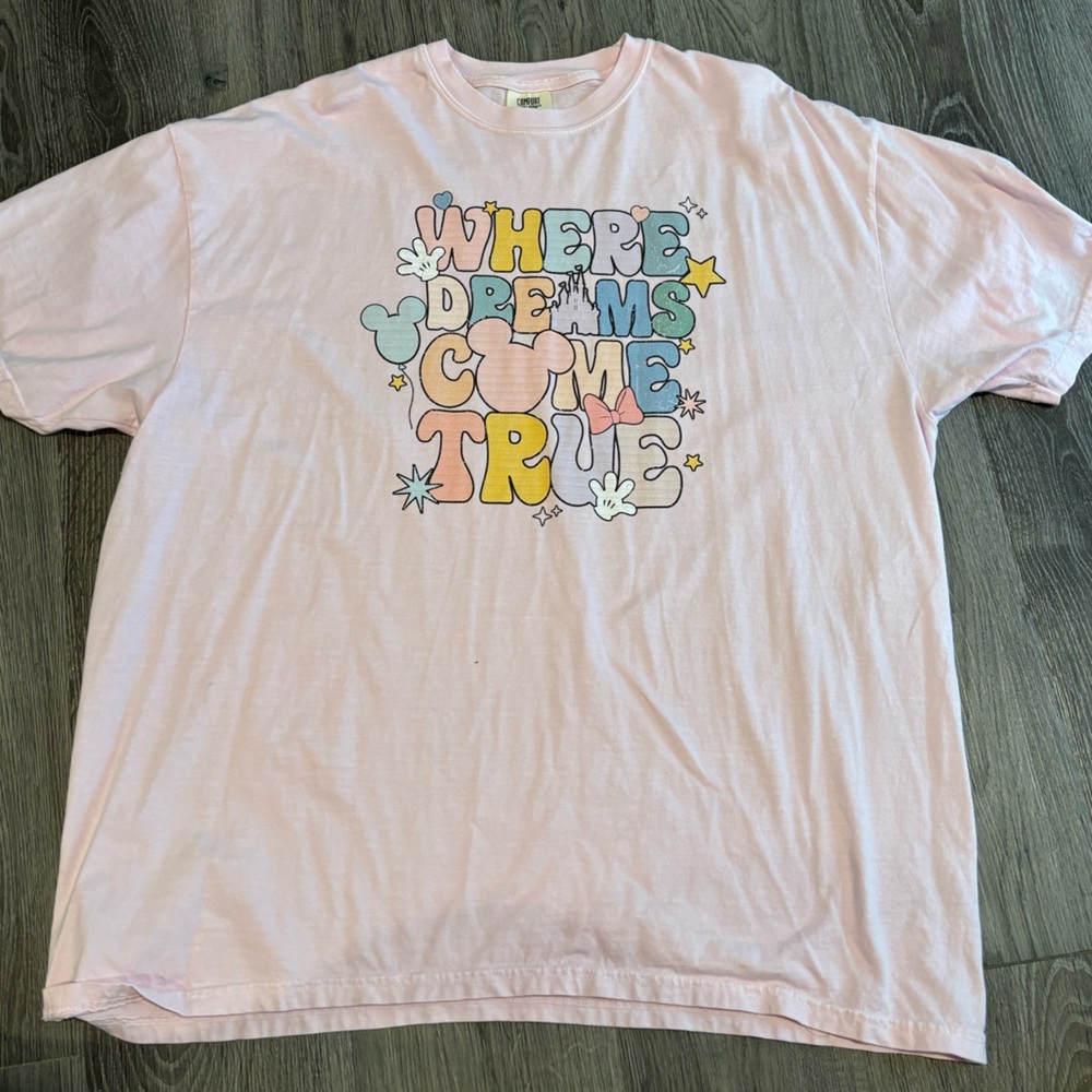 Disney Where Dreams Come True Light Pink Comfort Colors T-Shirt 2XL